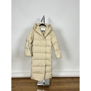 Aritzia Babaton Duvet Puffer Jacket Womens Small Goose Down Wrap Front LONG Coat